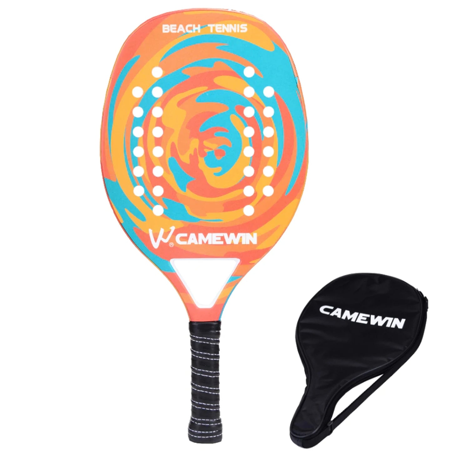 Raquete Profissional de Beach Tennis Camewin — Fibra de Carbono Leve com Capa Protetora Premium