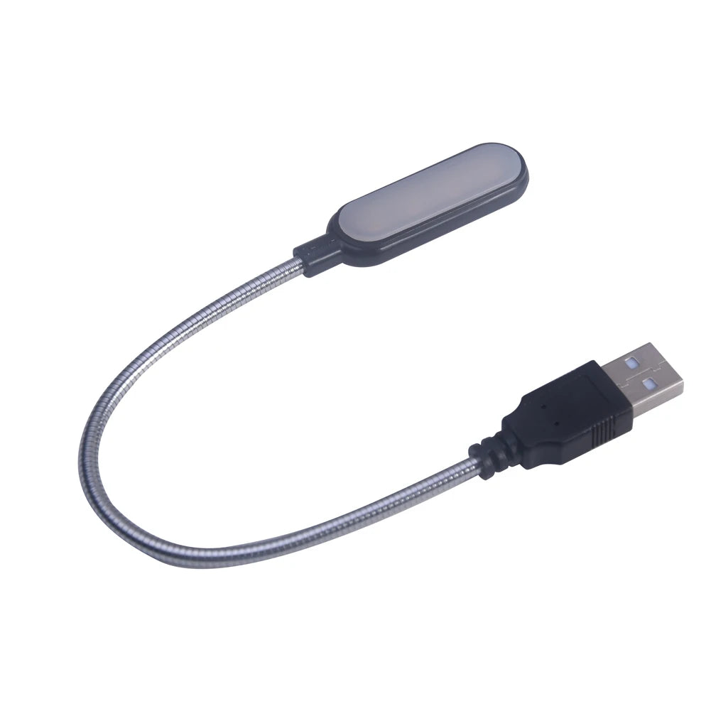 Mini Luminária LED USB Portátil para Leitura – Luz Noturna Flexível para Notebook e Laptop
