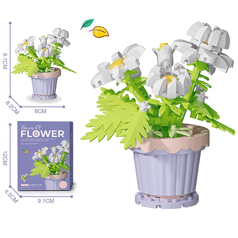 Buquê de Flores em Blocos de Montar – Presente Decorativo com Rosas e Girassóis