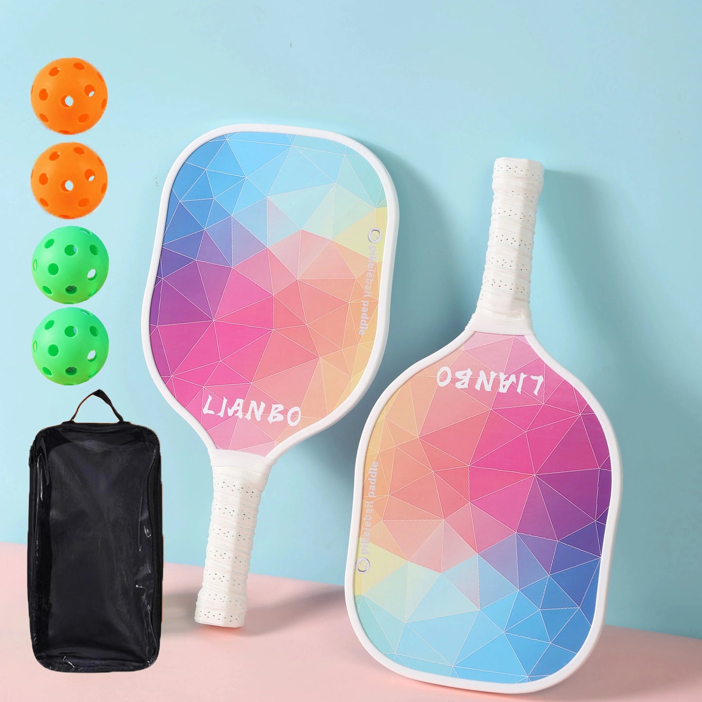 Kit Pickleball com 2 Raquetes e 4 Bolinhas — Leve e Resistente.