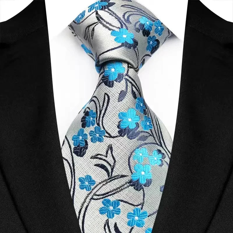 Gravata Masculina Clássica 8cm Jacquard — Estampas Xadrez, Listrada e Floral | Elegante para Casamento, Festa e Social | 41 Cores Disponíveis
