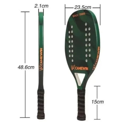 Raquete Profissional de Beach Tennis Camewin — Fibra de Carbono Leve com Capa Protetora Premium