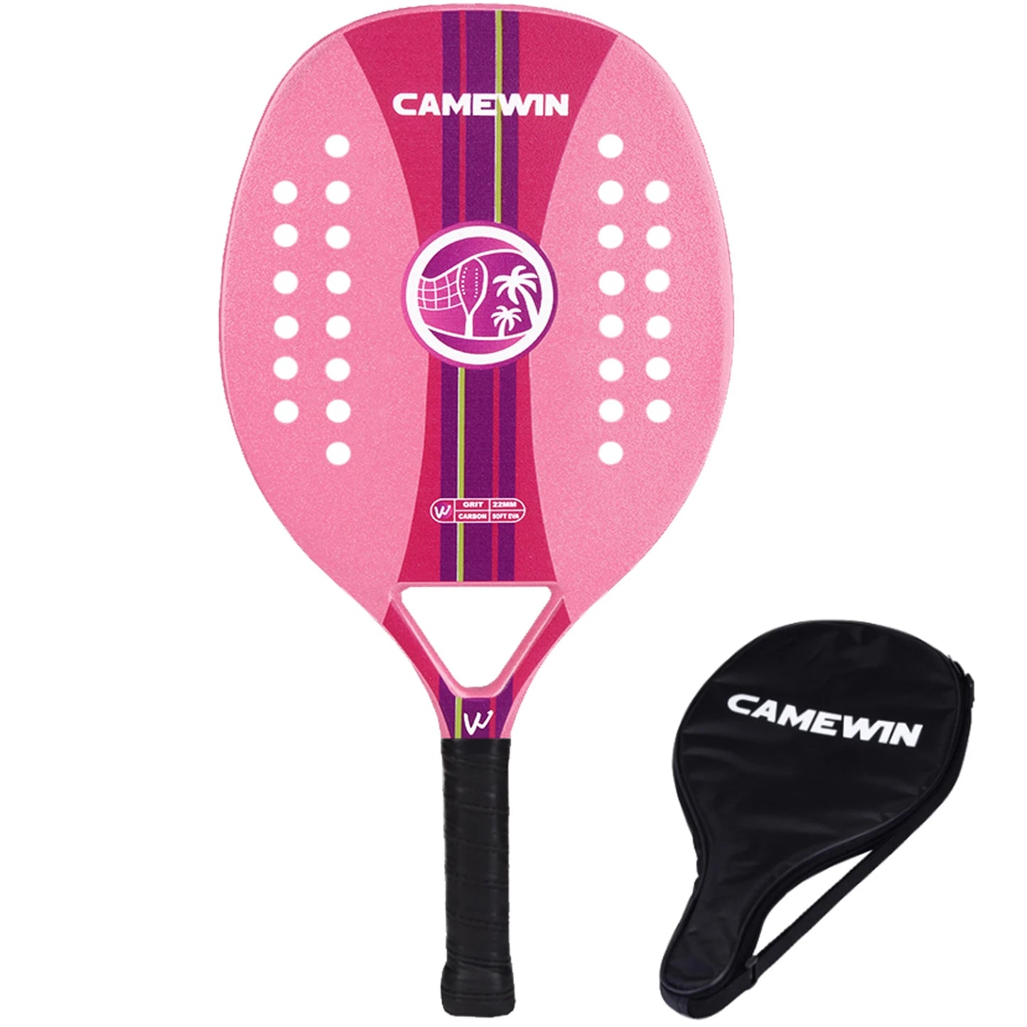 Raquete Profissional de Beach Tennis Camewin — Fibra de Carbono Leve com Capa Protetora Premium