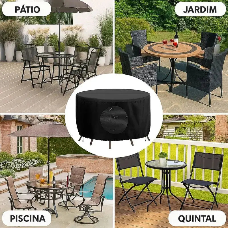 Capa Impermeável Redonda para Mesa e Cadeiras Externas