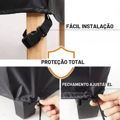 Capa Impermeável Retangular para Móveis Externos Preta