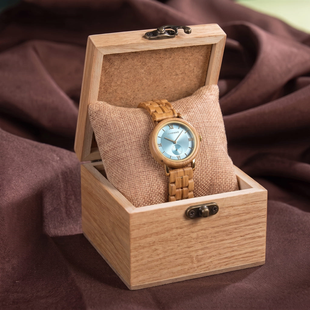 Relogio Feminino de Madeira Azul