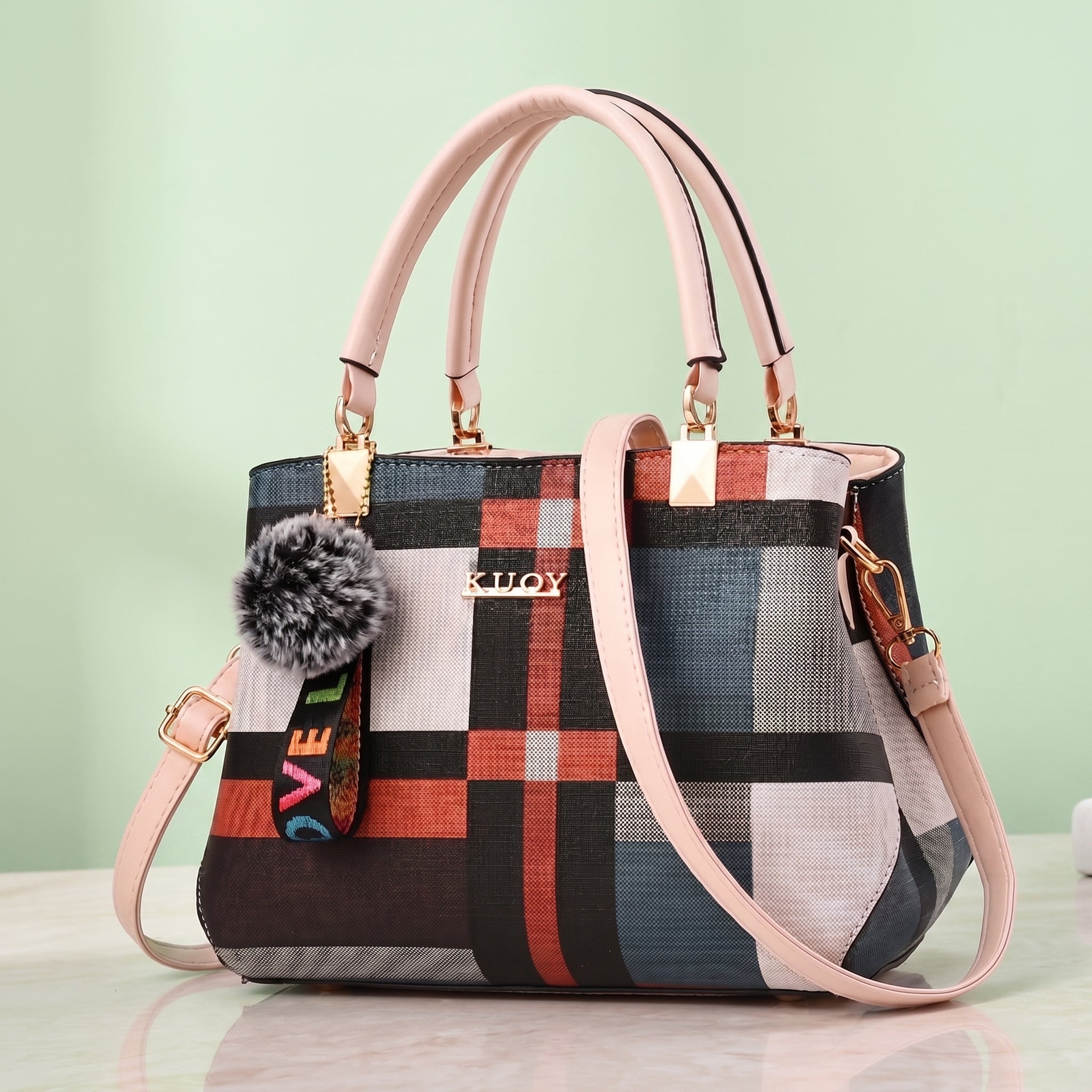 Bolsa Feminina  Alça Bege – Coleção Xadrez