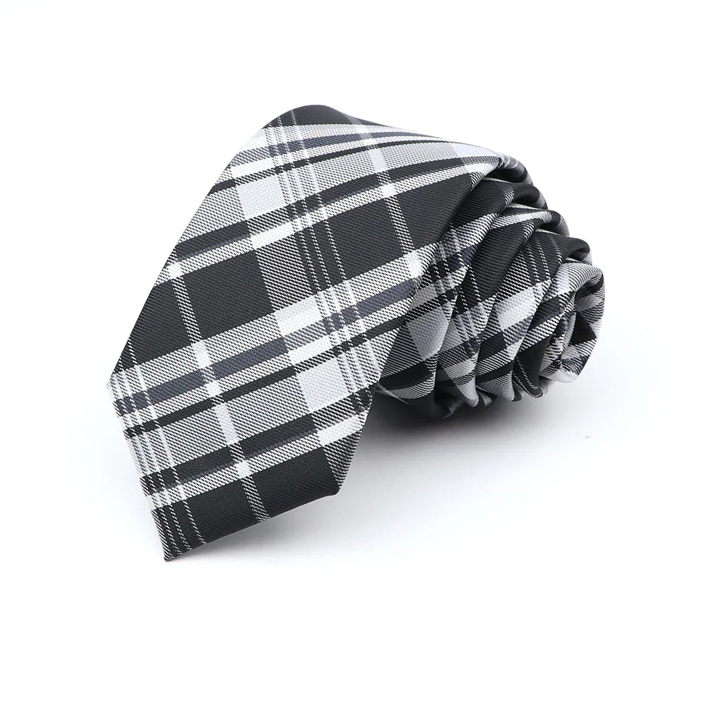 Gravata Slim Masculina 6cm — Estilo Casual e Elegante para Negócios | Poliéster Premium com Estampa Xadrez e Listrada | Acessório Fashion para Camisa Social | Presente Sofisticado (Modelos Nº 31–61)