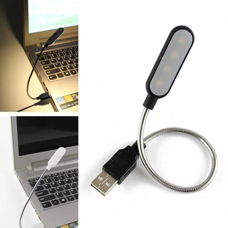 Mini Luminária LED USB Portátil para Leitura – Luz Noturna Flexível para Notebook e Laptop
