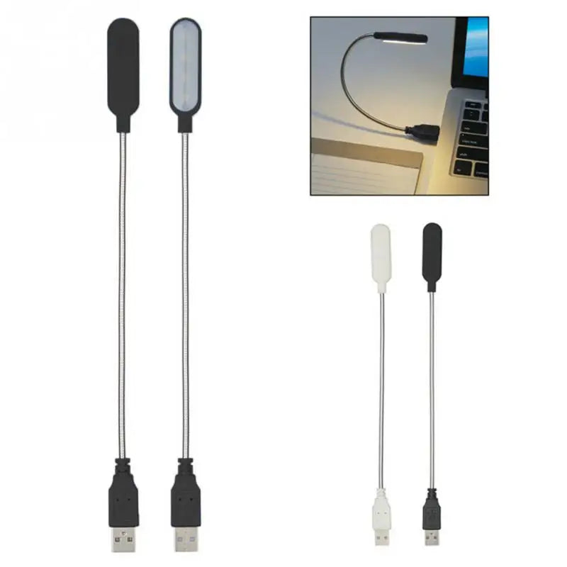 Mini Luminária LED USB Portátil para Leitura – Luz Noturna Flexível para Notebook e Laptop
