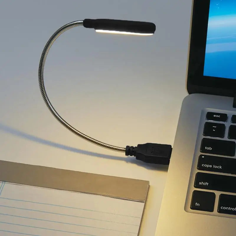 Mini Luminária LED USB Portátil para Leitura – Luz Noturna Flexível para Notebook e Laptop