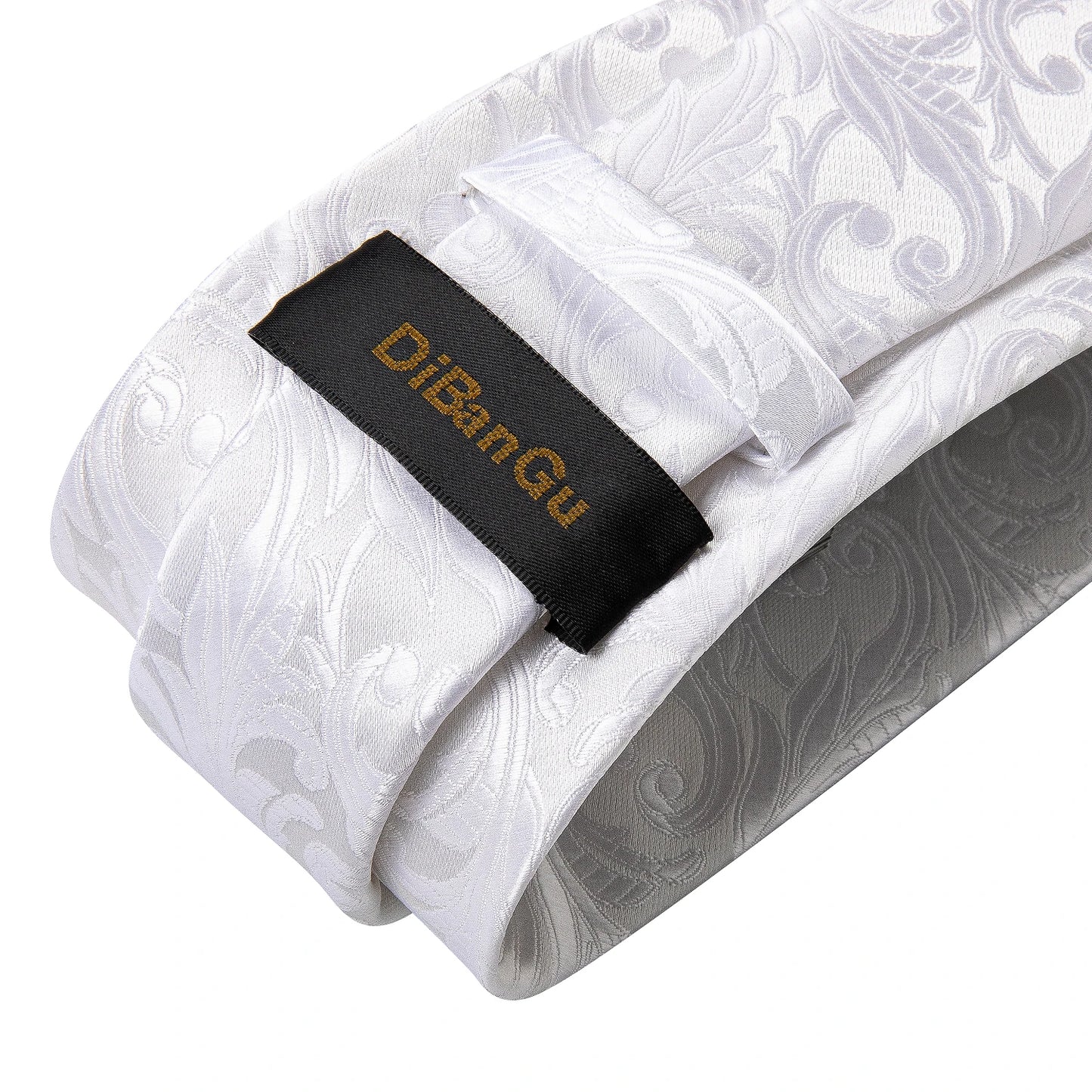Kit Luxo Gravata Branca, Cinza e Prata com Lenço e Abotoaduras | Gravata de Seda Elegante para Casamento, Festa e Negócios | Sofisticação e Estilo Masculino Completo