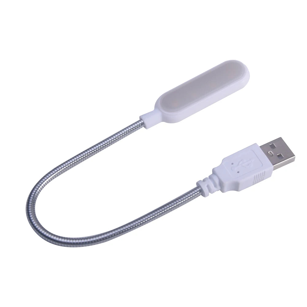 Mini Luminária LED USB Portátil para Leitura – Luz Noturna Flexível para Notebook e Laptop