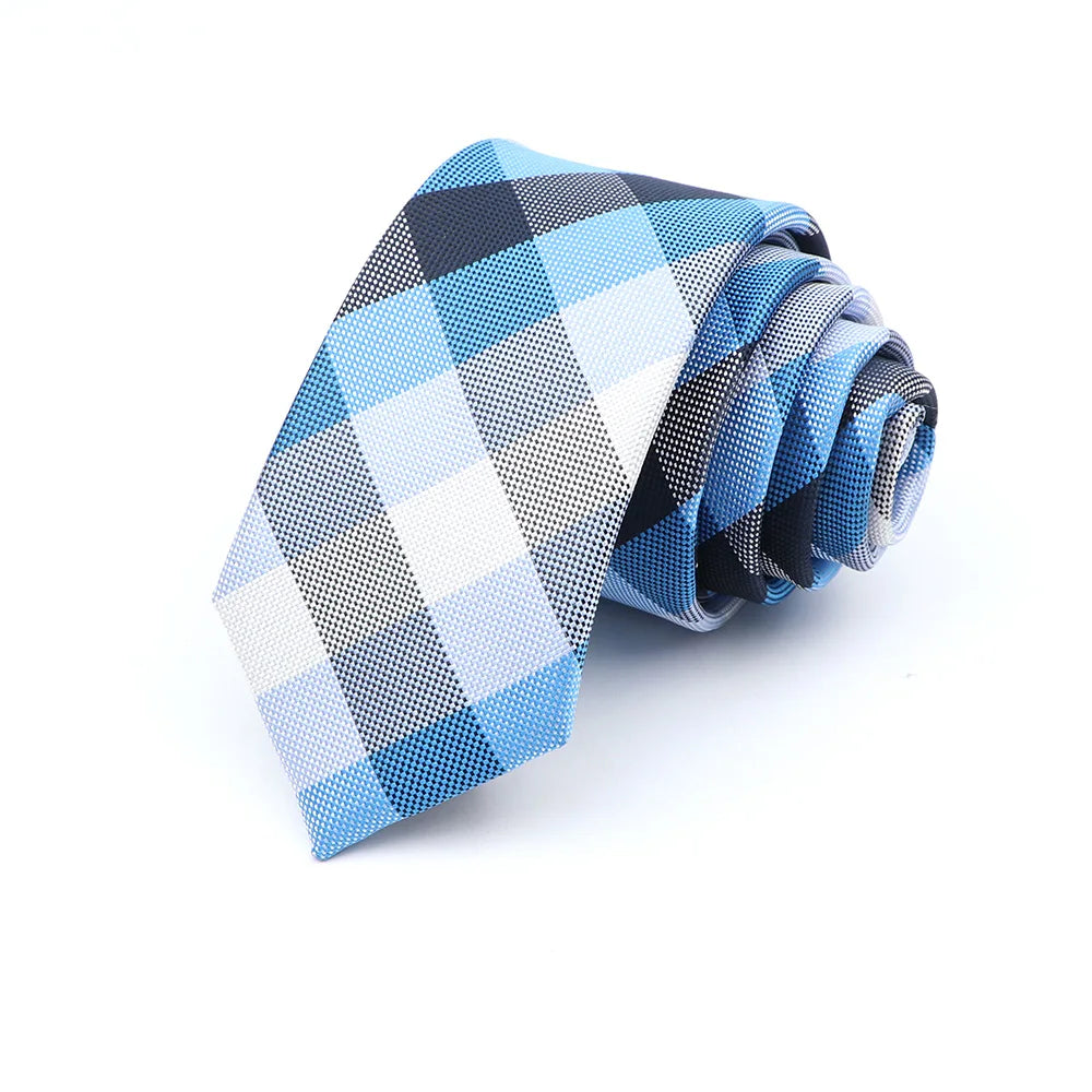 Gravata Slim Masculina 6cm — Estilo Casual e Elegante para Negócios | Poliéster Premium com Estampa Xadrez e Listrada | Acessório Fashion para Camisa Social | Presente Sofisticado (Modelos Nº 31–61)