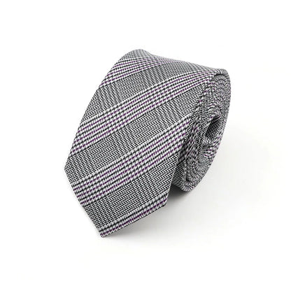 Gravata Slim Masculina 6cm — Estilo Casual e Elegante para Negócios | Poliéster Premium com Estampa Xadrez e Listrada | Acessório Fashion para Camisa Social | Presente Sofisticado (Modelos Nº 31–61)