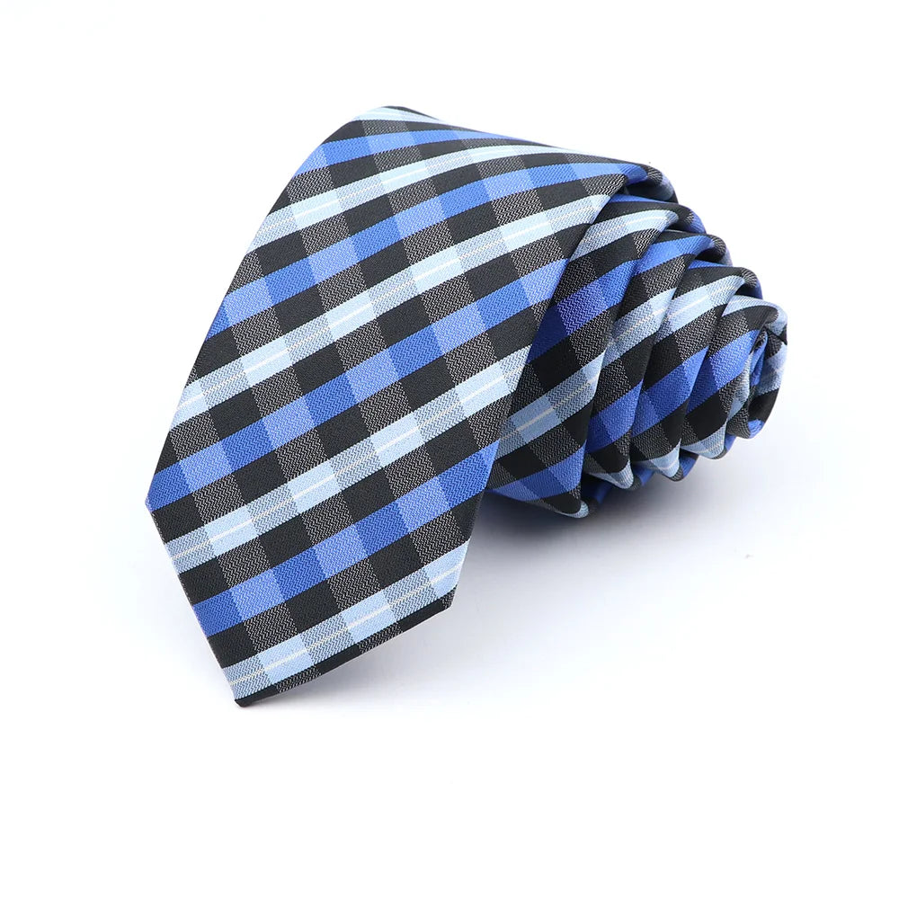 Gravata Slim Masculina 6cm — Estilo Casual e Elegante para Negócios | Poliéster Premium com Estampa Xadrez e Listrada | Acessório Fashion para Camisa Social | Presente Sofisticado (Modelos Nº 31–61)