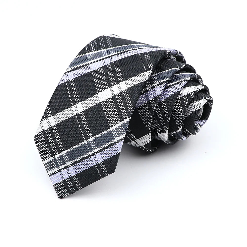 Gravata Slim Masculina 6cm — Estilo Casual e Elegante para Negócios | Poliéster Premium com Estampa Xadrez e Listrada | Acessório Fashion para Camisa Social | Presente Sofisticado (Modelos Nº 31–61)