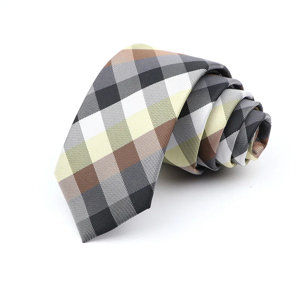 Gravata Slim Masculina 6cm — Estilo Casual e Elegante para Negócios | Poliéster Premium com Estampa Xadrez e Listrada | Acessório Fashion para Camisa Social | Presente Sofisticado (Modelos Nº 31–61)