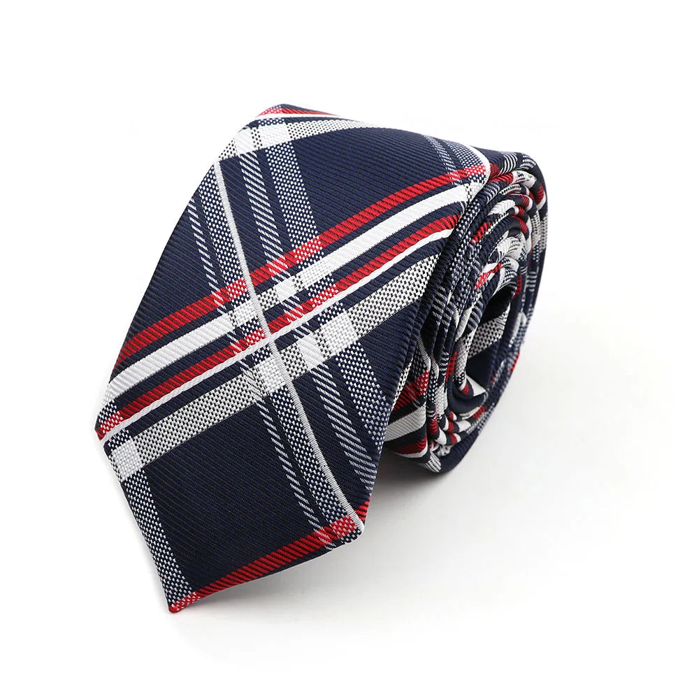 Gravata Slim Masculina 6cm — Estilo Casual e Elegante para Negócios | Poliéster Premium com Estampa Xadrez e Listrada | Acessório Fashion para Camisa Social | Presente Sofisticado (Modelos Nº 31–61)