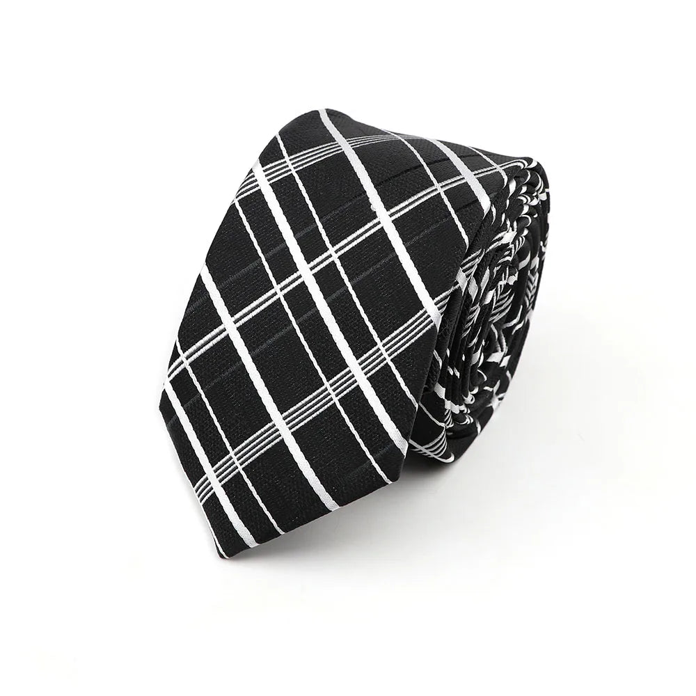 Gravata Slim Masculina 6cm — Estilo Casual e Elegante para Negócios | Poliéster Premium com Estampa Xadrez e Listrada | Acessório Fashion para Camisa Social | Presente Sofisticado (Modelos Nº 31–61)