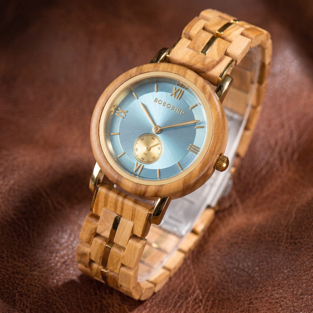 Relogio Feminino de Madeira Azul