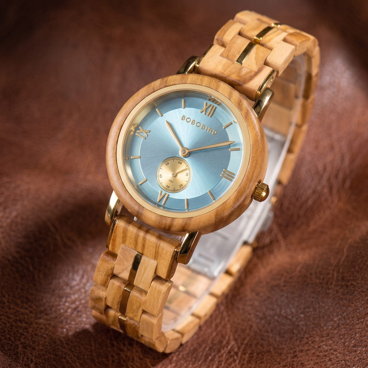Relogio Feminino de Madeira Azul