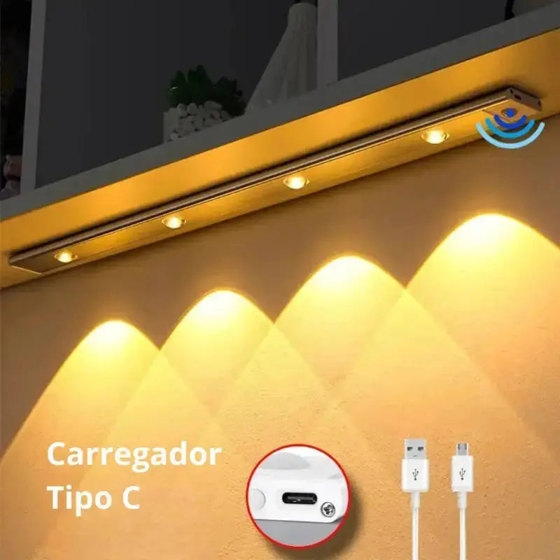 Luminária LED Ultra Fina com Sensor de Movimento