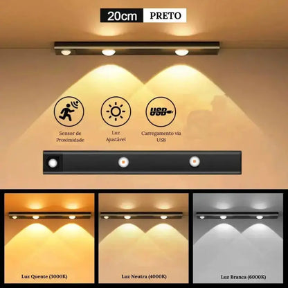 Luminária LED Ultra Fina com Sensor de Movimento