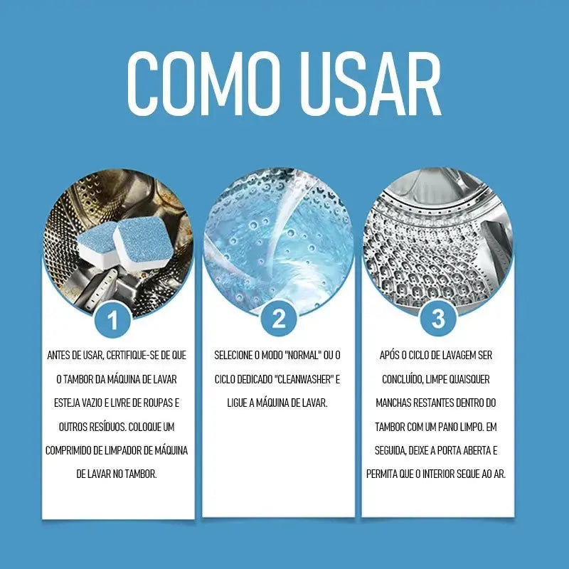 Pastilhas para Esterilizar Máquinas de Lavar Roupas