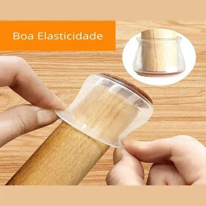 Protetores de Silicone para Pés de Cadeira com Feltro