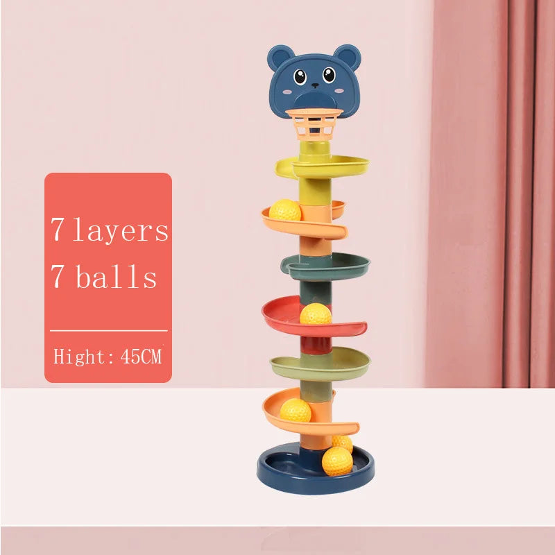 Brinquedo Montessori com Bolinhas Deslizantes – Torre Educativa de Encaixe e Desenvolvimento Infantil para Bebês