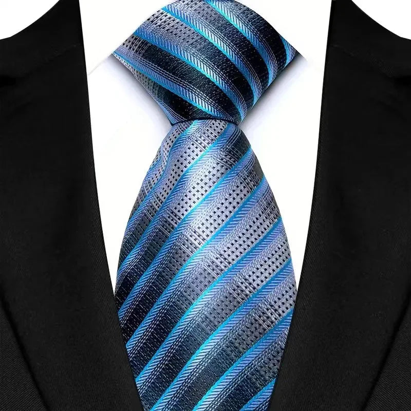 Gravata Masculina Clássica 8cm Jacquard — Estampas Xadrez, Listrada e Floral | Elegante para Casamento, Festa e Social | 41 Cores Disponíveis