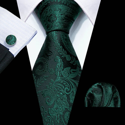 Conjunto Premium de Gravata de Seda Masculina com Lenço e Abotoaduras — Elegante para Casamento, Festa e Social