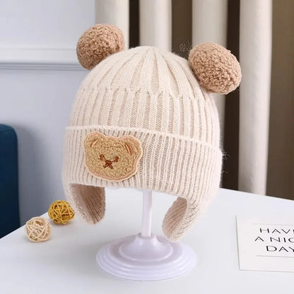 Touca Infantil de Inverno com Orelhinhas de Ursinho — Gorro Quentinho, Fofo e Super Confortável para Bebês