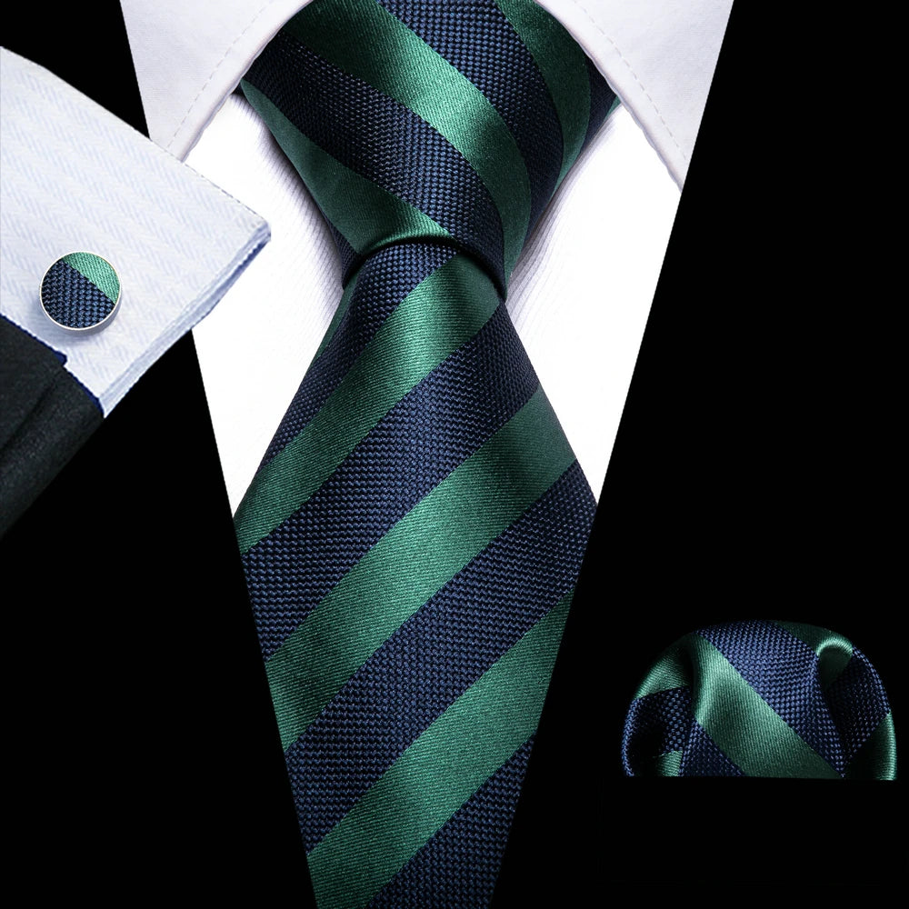 Conjunto Premium de Gravata de Seda Masculina com Lenço e Abotoaduras — Elegante para Casamento, Festa e Social