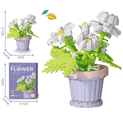 Buquê de Flores em Blocos de Montar – Presente Decorativo com Rosas e Girassóis