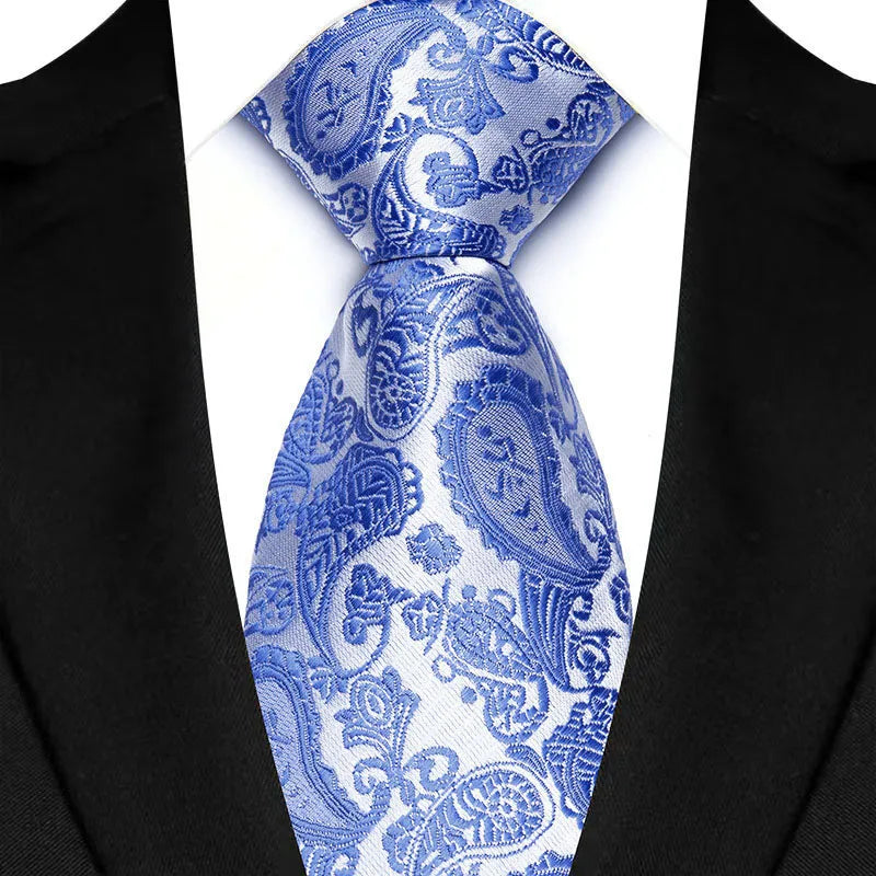 Gravata Masculina Clássica 8cm Jacquard — Estampas Xadrez, Listrada e Floral | Elegante para Casamento, Festa e Social | 41 Cores Disponíveis