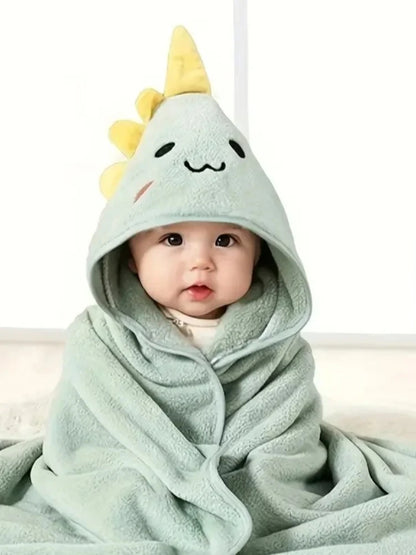 Toalha de Banho Infantil com Capuz em Veludo Coral — Super Macia, Quentinha e com Estampa Cartoon Fofa