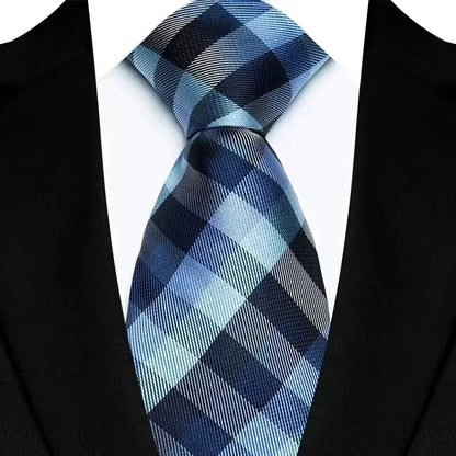 Gravata Masculina Clássica 8cm Jacquard — Estampas Xadrez, Listrada e Floral | Elegante para Casamento, Festa e Social | 41 Cores Disponíveis