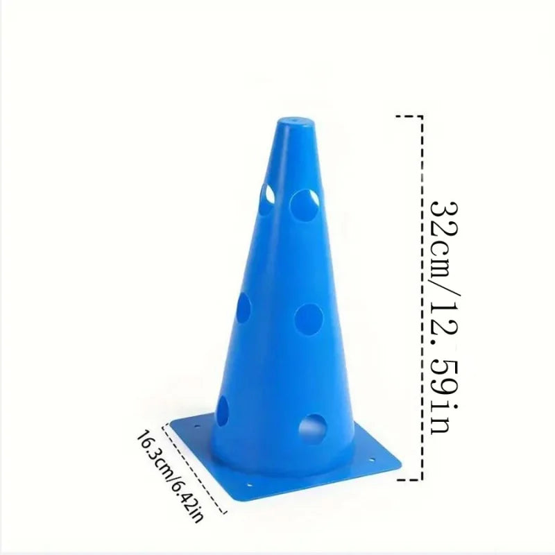 Kit 5 Cones de Treinamento 32cm Furados: Obstáculos de Alta Visibilidade para Futebol e Basquete