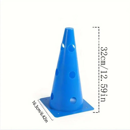 Kit 5 Cones de Treinamento 32cm Furados: Obstáculos de Alta Visibilidade para Futebol e Basquete