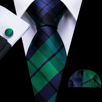 Conjunto Premium de Gravata de Seda Masculina com Lenço e Abotoaduras — Elegante para Casamento, Festa e Social