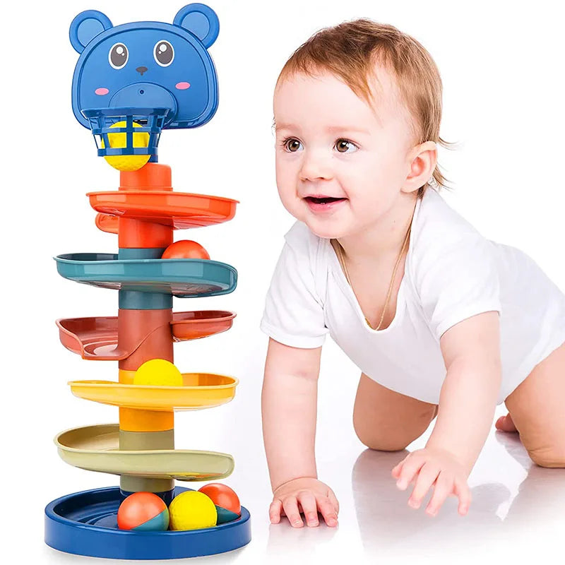 Brinquedo Montessori com Bolinhas Deslizantes – Torre Educativa de Encaixe e Desenvolvimento Infantil para Bebês