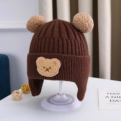 Touca Infantil de Inverno com Orelhinhas de Ursinho — Gorro Quentinho, Fofo e Super Confortável para Bebês