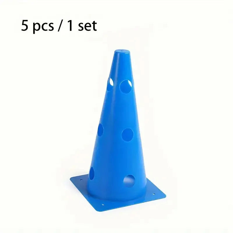 Kit 5 Cones de Treinamento 32cm Furados: Obstáculos de Alta Visibilidade para Futebol e Basquete
