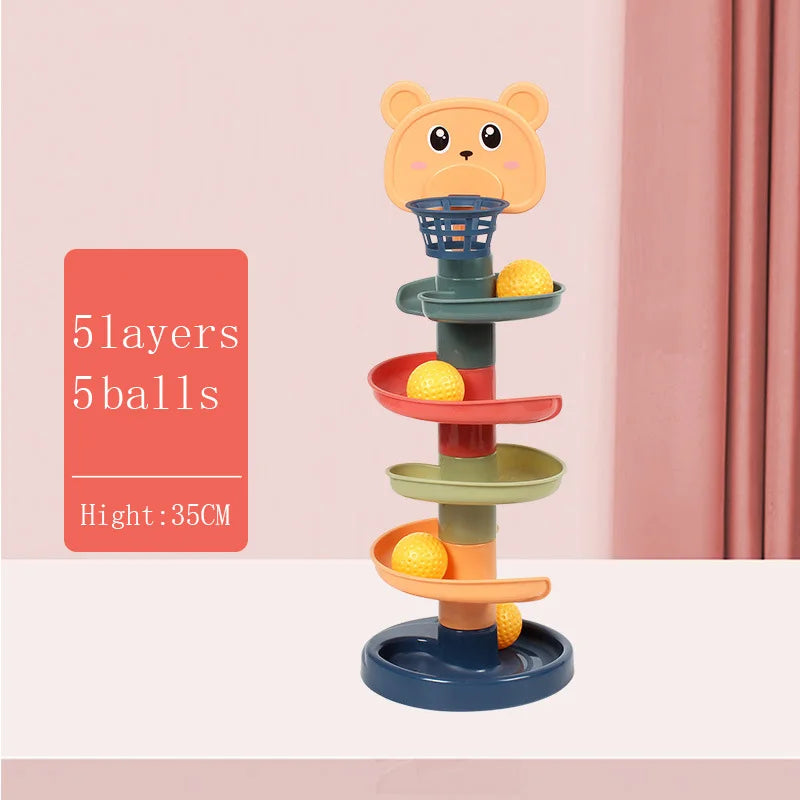 Brinquedo Montessori com Bolinhas Deslizantes – Torre Educativa de Encaixe e Desenvolvimento Infantil para Bebês