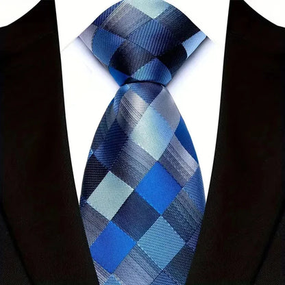 Gravata Masculina Clássica 8cm Jacquard — Estampas Xadrez, Listrada e Floral | Elegante para Casamento, Festa e Social | 41 Cores Disponíveis