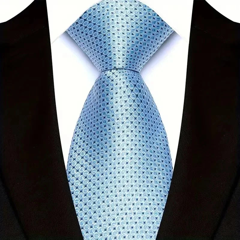 Gravata Masculina Clássica 8cm Jacquard — Estampas Xadrez, Listrada e Floral | Elegante para Casamento, Festa e Social | 41 Cores Disponíveis