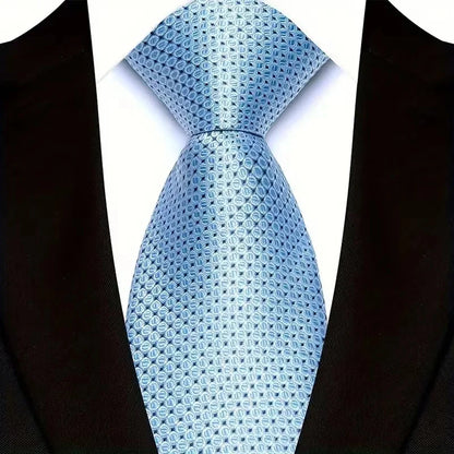 Gravata Masculina Clássica 8cm Jacquard — Estampas Xadrez, Listrada e Floral | Elegante para Casamento, Festa e Social | 41 Cores Disponíveis