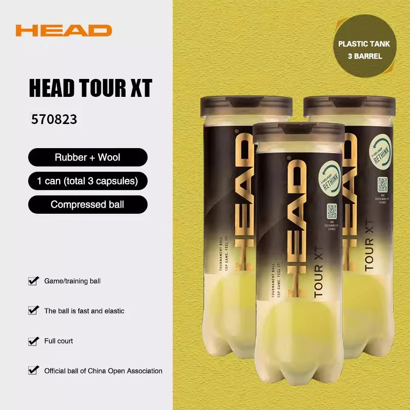 Bolas de Tênis HEAD TOUR XT Profissional — Alta Elasticidade, Resistência e Performance de Competição
